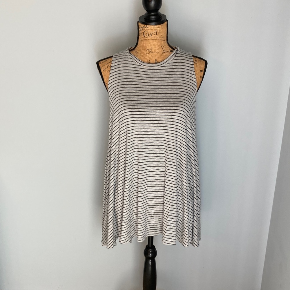 See You Monday Gray and White Striped Tank Top Women Size XS